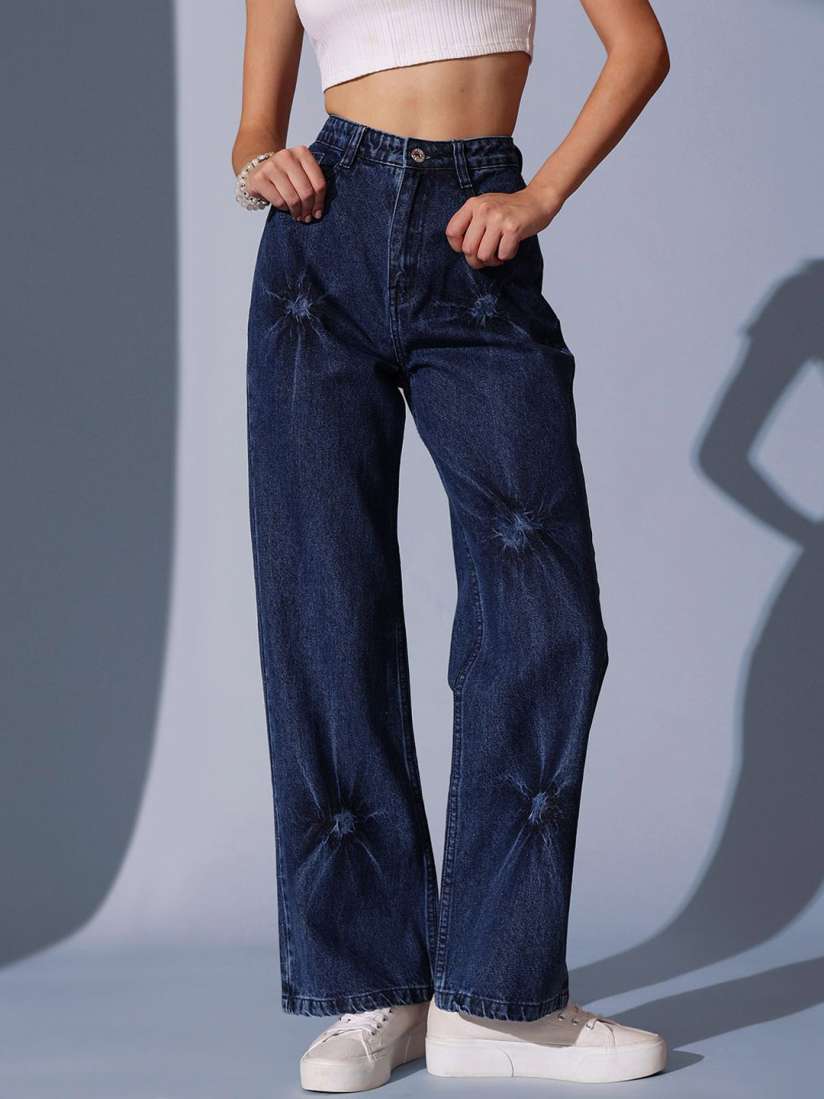 Myntra high waist jeans clearance