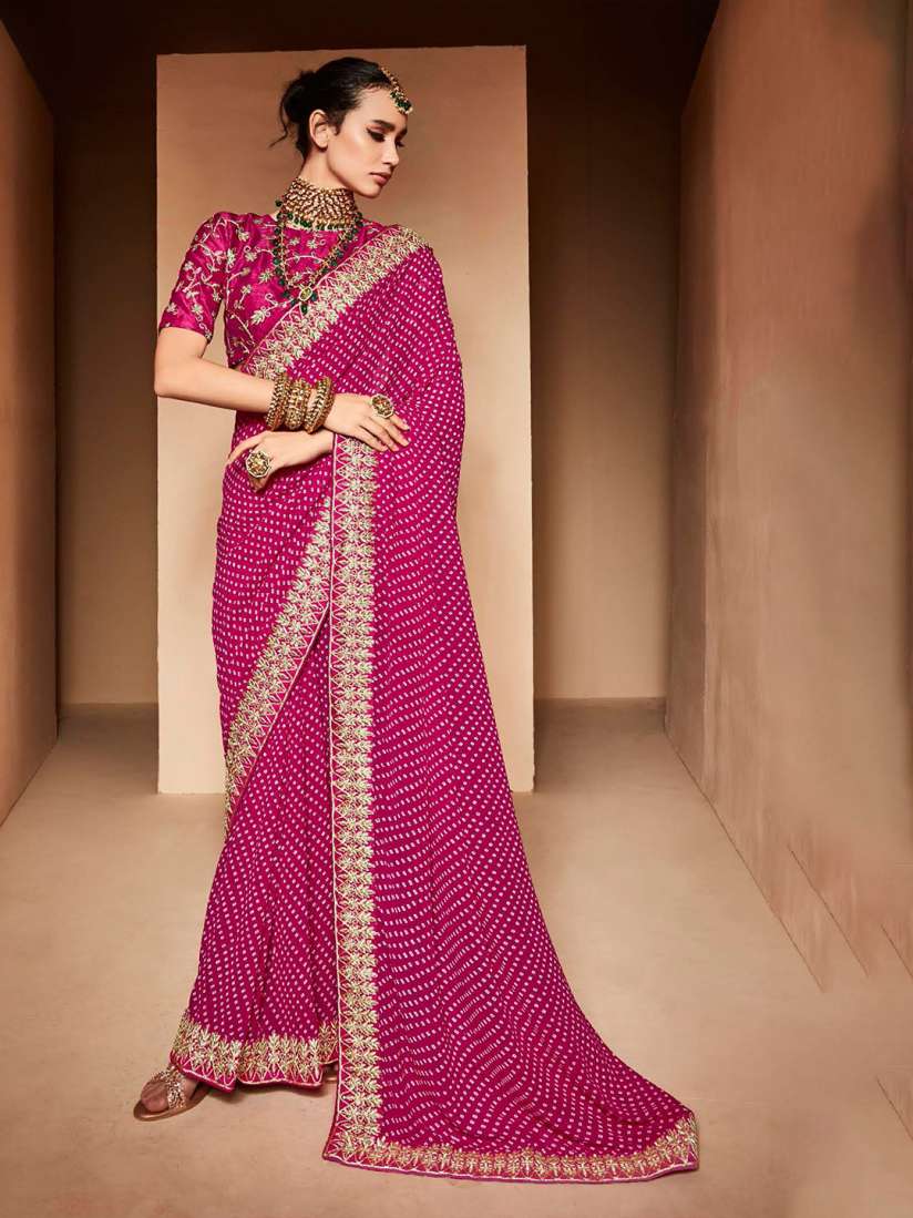 Buy Mitera Embroidered Bandhani Saree Sarees for Women 29926766 Myntra