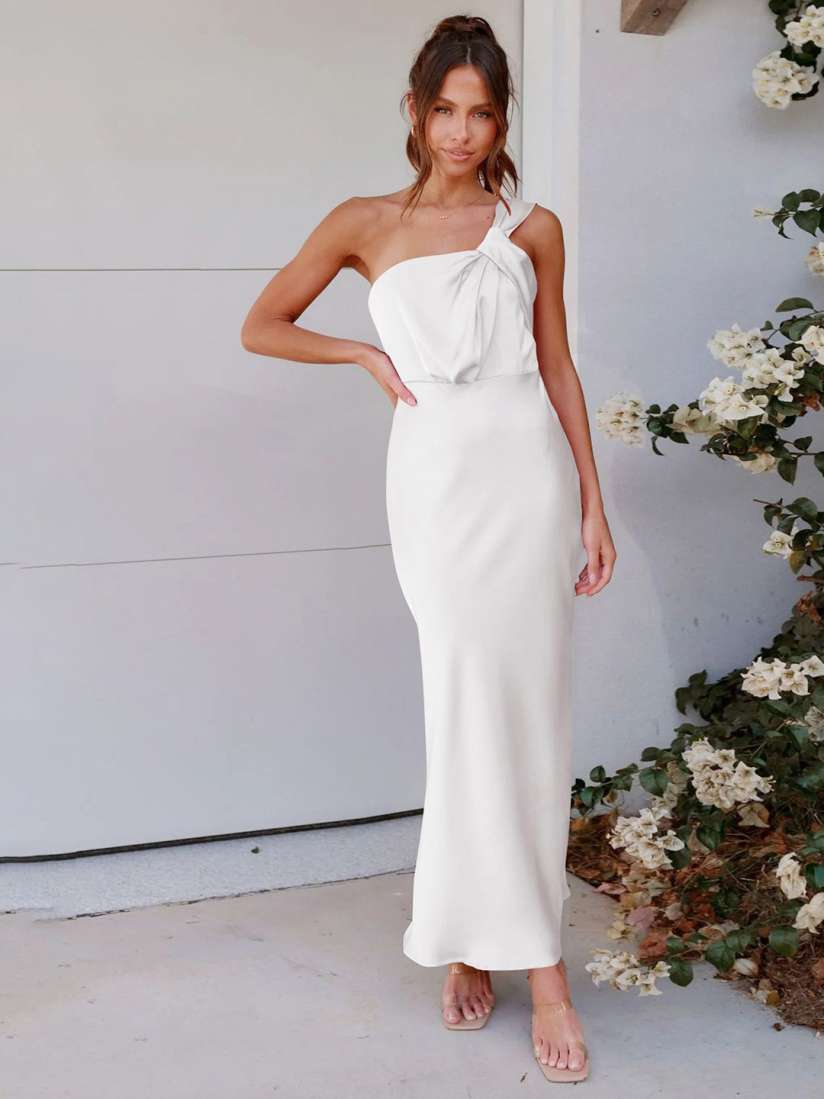 Buy LULU SKY White One Shoulder Sheath Maxi Dress Dresses for Women 29929746 Myntra