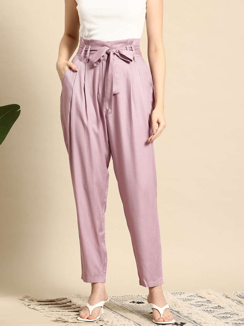 Buy Mast Harbour Women High Rise Paperbag Trousers Trousers for Women 29931217 Myntra
