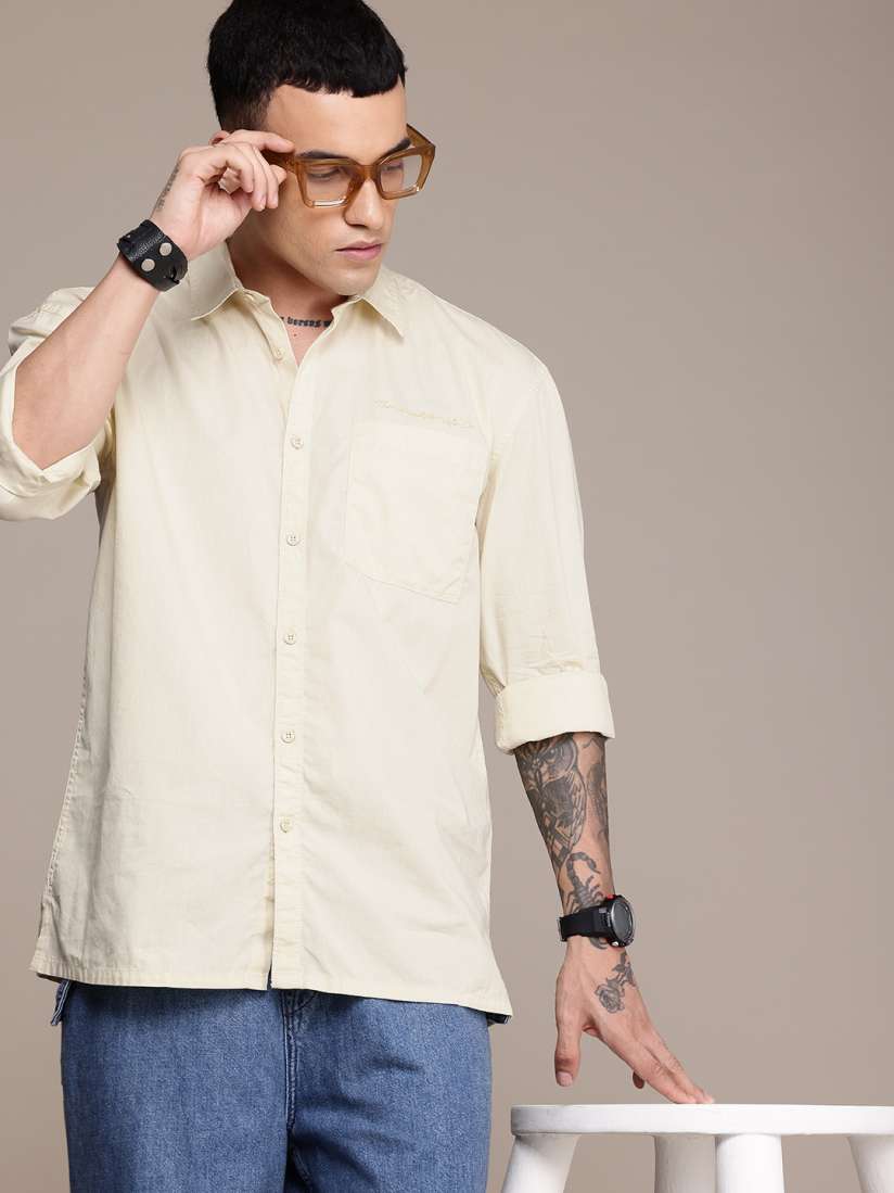 Buy The Roadster Life Co. Pure Cotton Brand Logo Embroidered Detail Relaxed Fit Casual Shirt Shirts for Men 29931434 Myntra