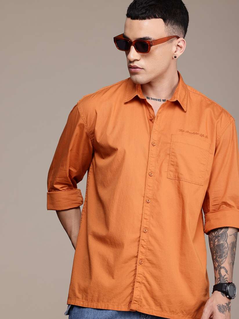 Buy The Roadster Life Co. Pure Cotton Brand Logo Embroidered Detail Relaxed Fit Casual Shirt Shirts for Men 29931464 Myntra