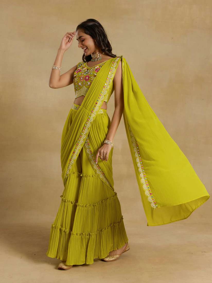 Myntra palazzo saree sale
