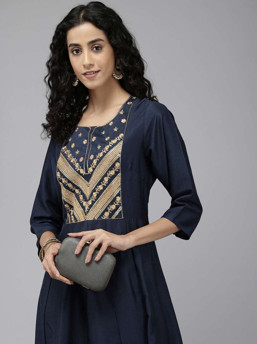 Buy Vedic Floral Embroidered Sequined Midi Ethnic Dress Ethnic Dresses for Women 29936378 Myntra