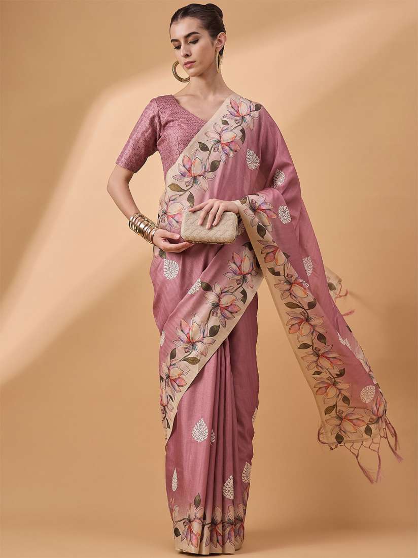 Buy all about you Floral Tussar Silk Saree Sarees for Women 29937881 Myntra