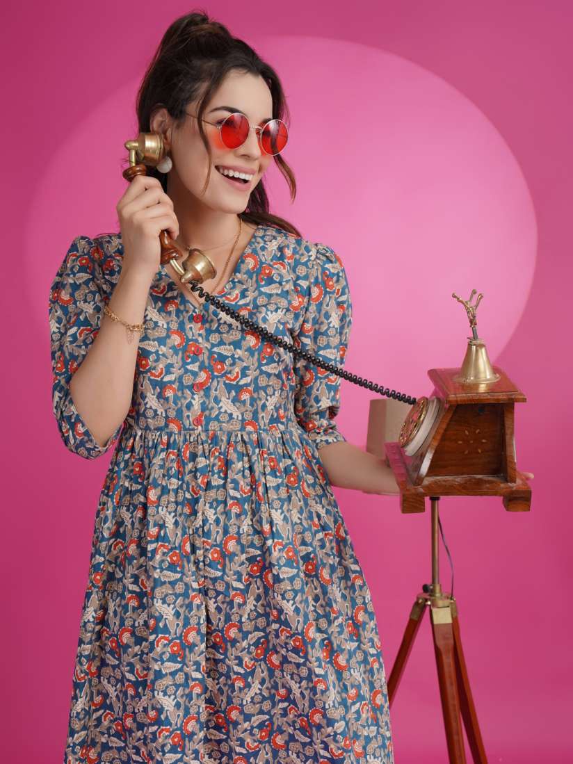 Buy Sangria Women Printed Pure Cotton Fit Flare Dress Dresses for Women 29944863 Myntra