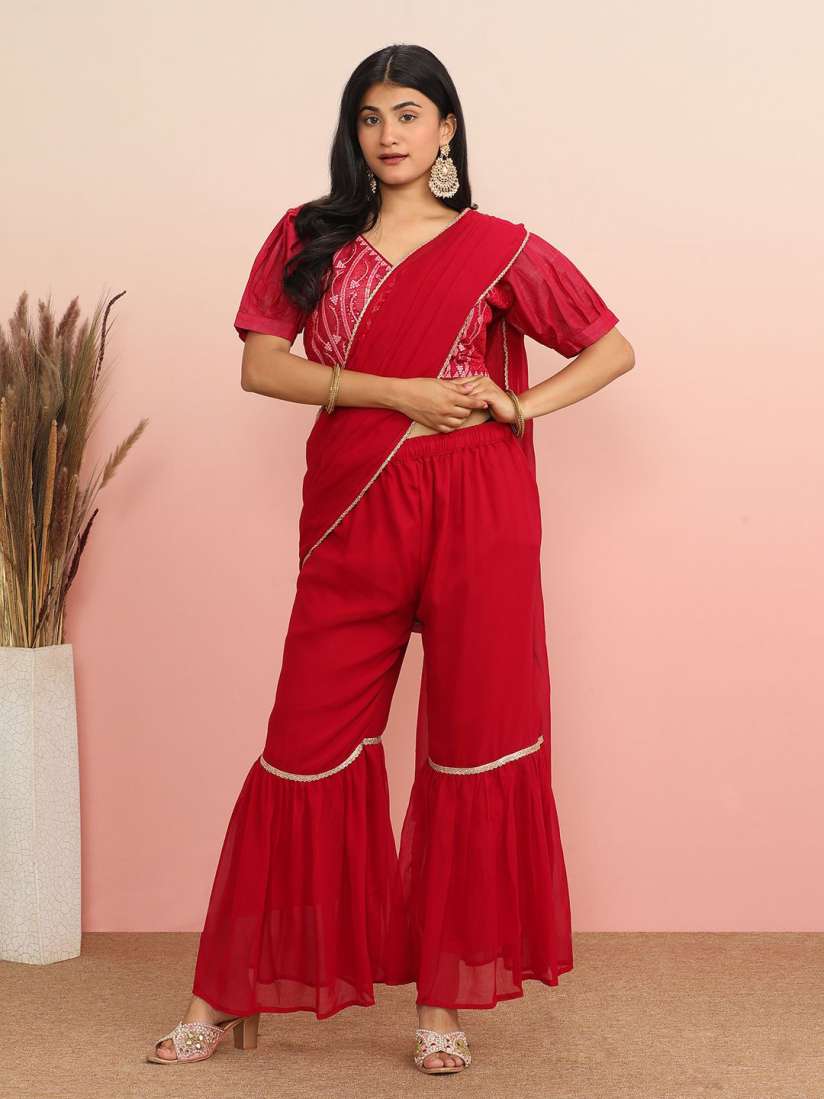 Myntra palazzo saree online
