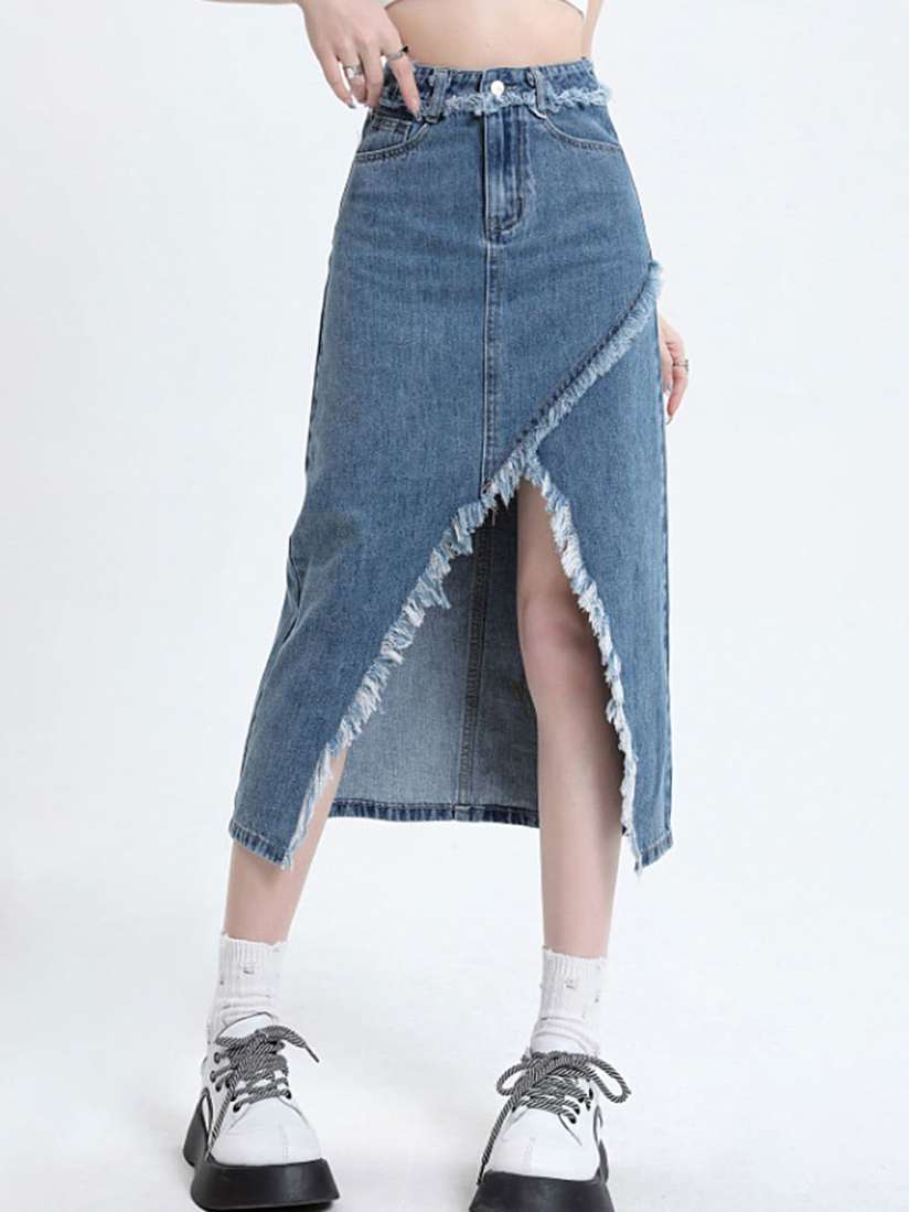 Long denim skirt myntra clearance