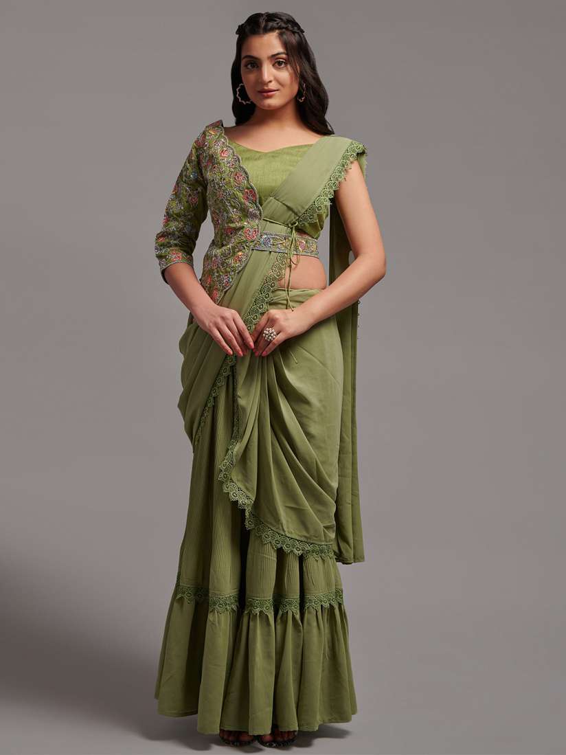 Buy ZIBLON Pure Georgette Palazzo Saree Sarees for Women 29954942 Myntra