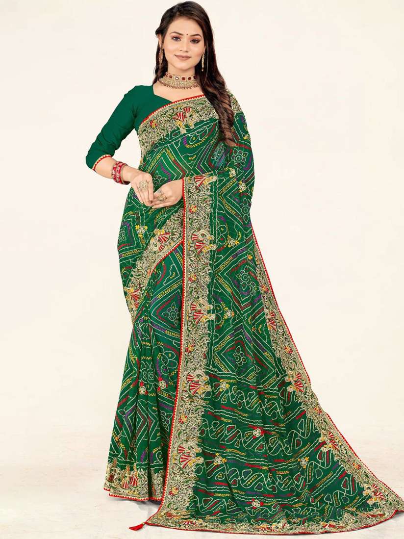 Myntra bandhani saree clearance