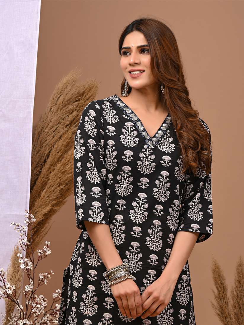 Buy Rimeline Floral Printed V Neck Pure Cotton Kurti Kurtis for Women 29956459 Myntra