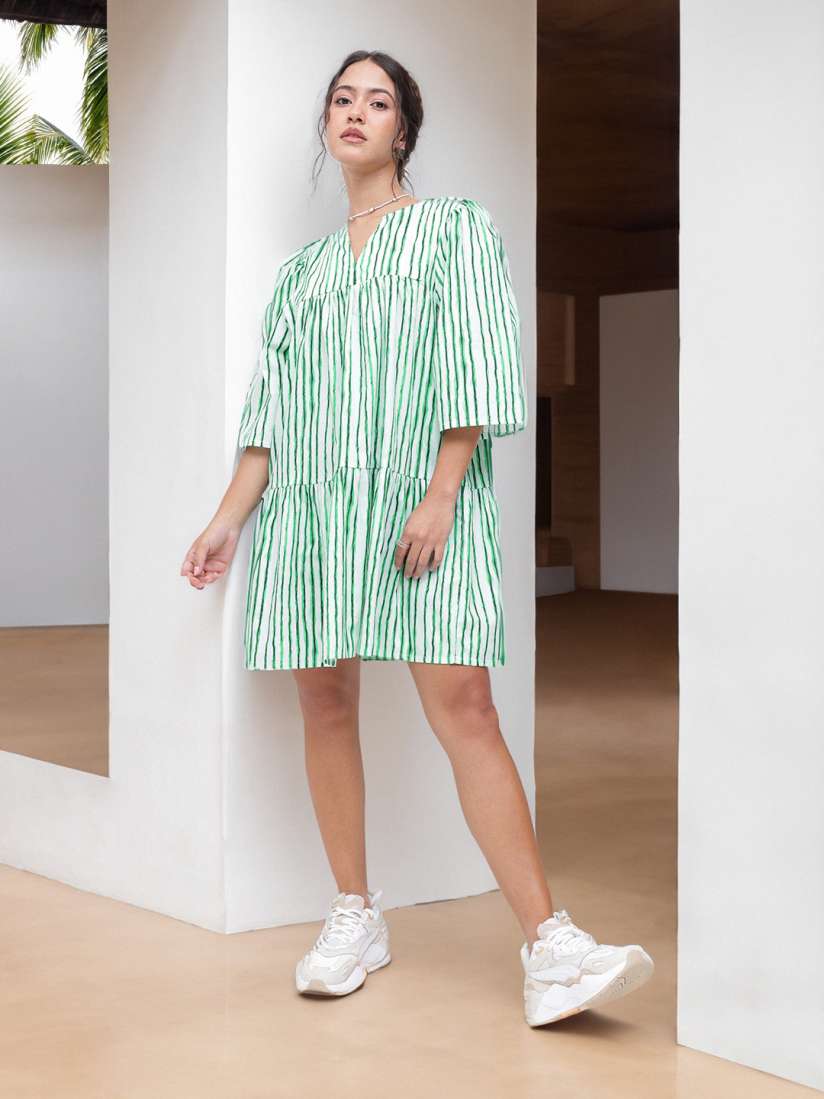 Striped dress myntra discount