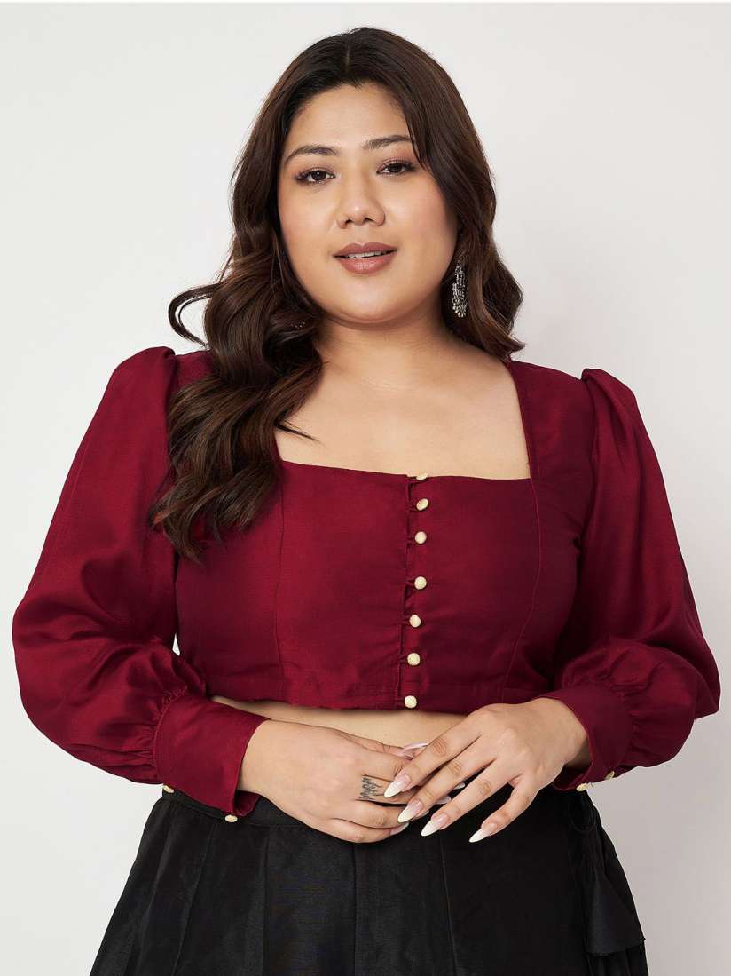Buy studio rasa Plus Size Square Neck Puff Sleeves Saree Blouse Saree Blouse for Women 29961441 Myntra