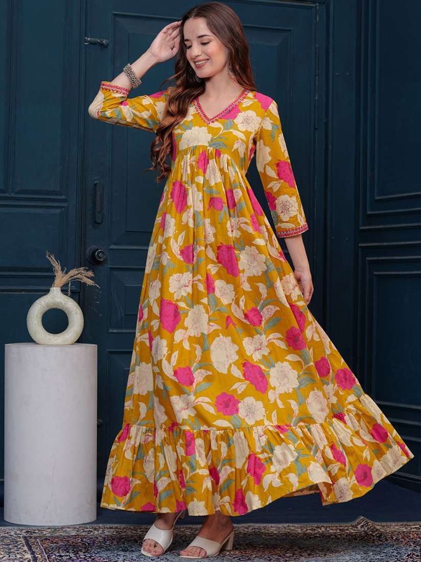 Buy FASHION DEPTH Floral Printed Thread Work Cotton Anarkali Kurta Kurtas for Women 29972722 Myntra