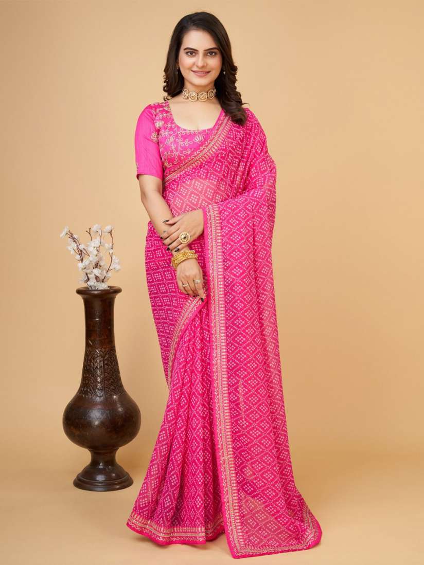 Myntra pink saree hot sale