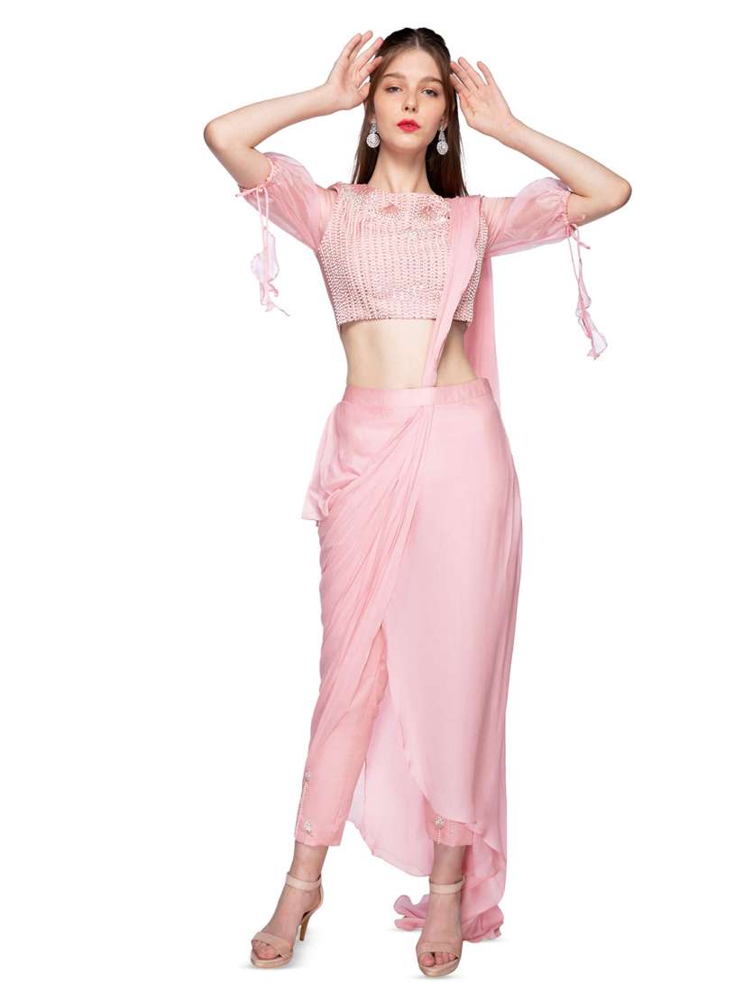 Buy Masumi Mewawalla Embroidered Pure Crepe Pant Saree Sarees for Women 29975239 Myntra