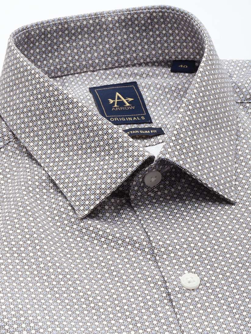 Buy Arrow Pure Cotton Manhattan Slim Fit Opaque Printed Formal Shirt Shirts for Men 29976097 Myntra