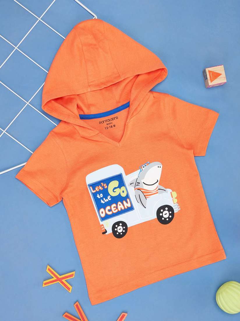 Buy Pantaloons Baby Boy Graphic Printed Hooded T shirt Tshirts for Boys 29976522 Myntra