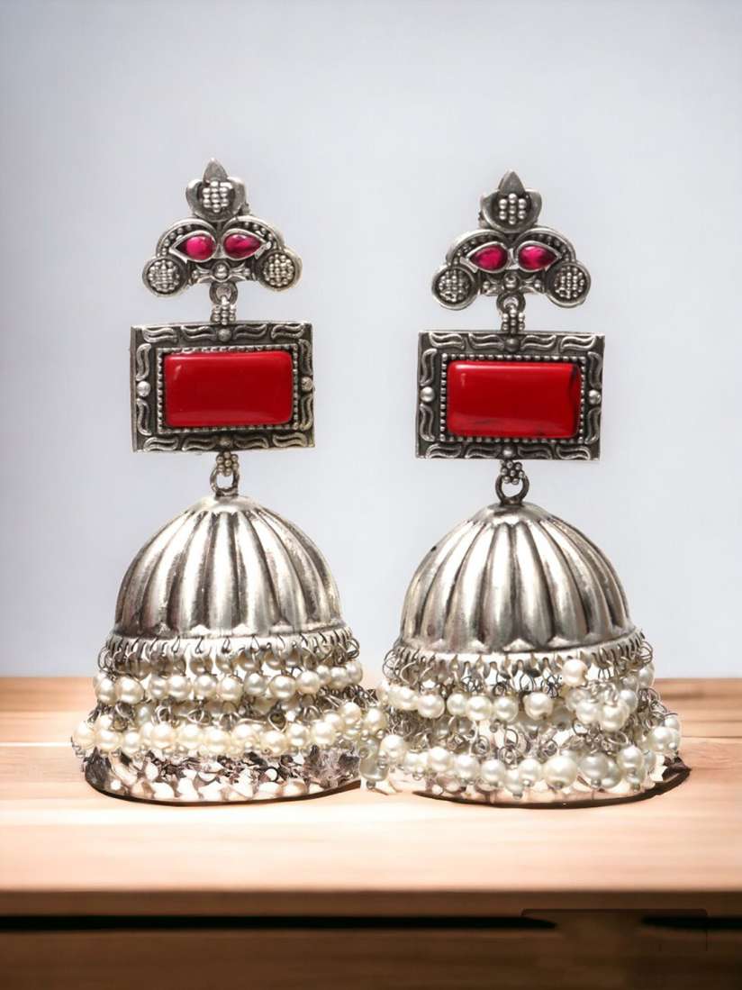 Buy Ozanoo Silver Plated Crystals Dome Shaped Jhumkas Earrings for Women 29977307 Myntra