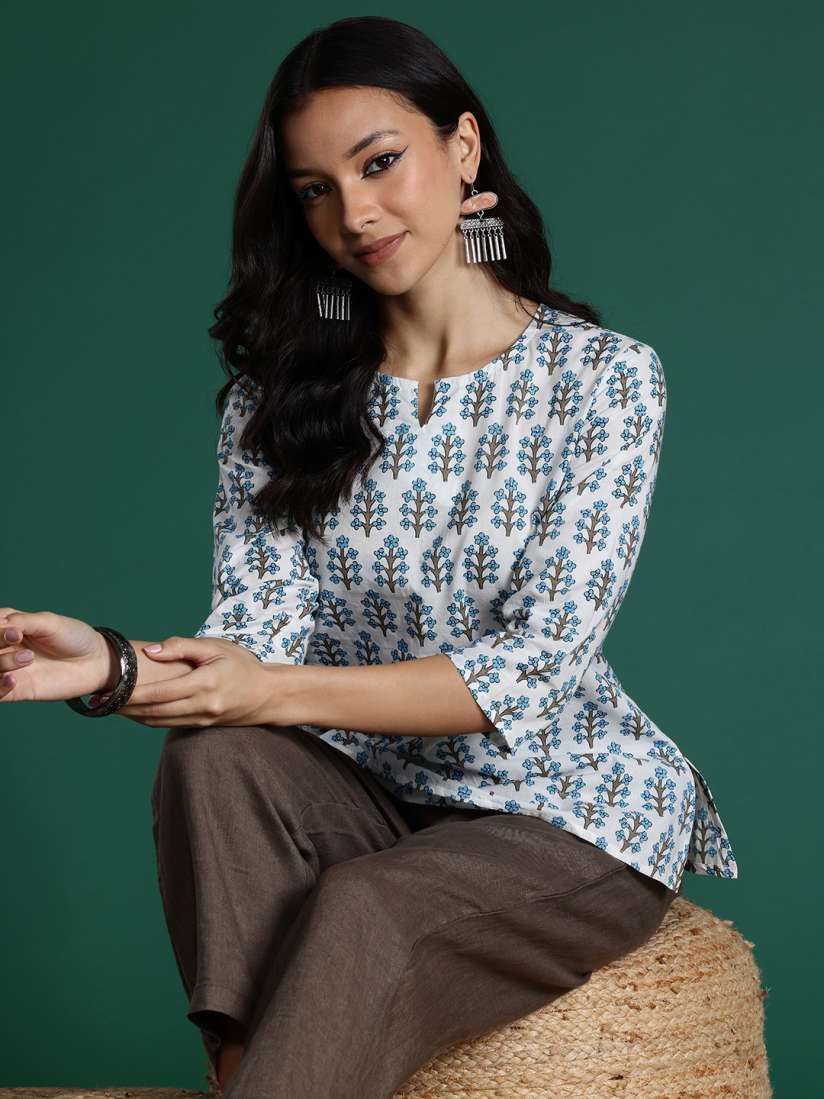 Buy Sangria Women Flower Butta Printed Short Kurti Kurtis for Women 29989879 Myntra