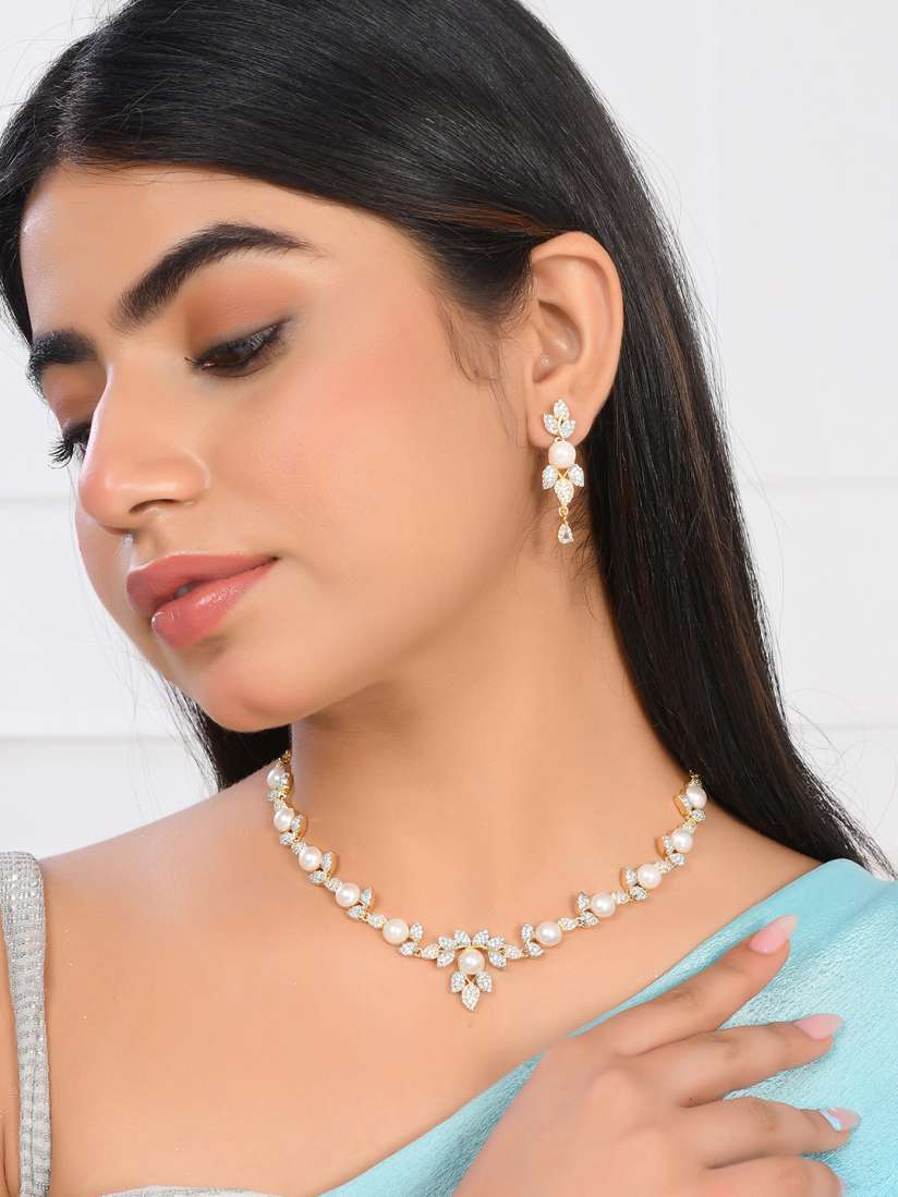 Buy Voylla Gold Plated Cubic Zirconia Jewellery Set Jewellery Set for Women 29990134 Myntra