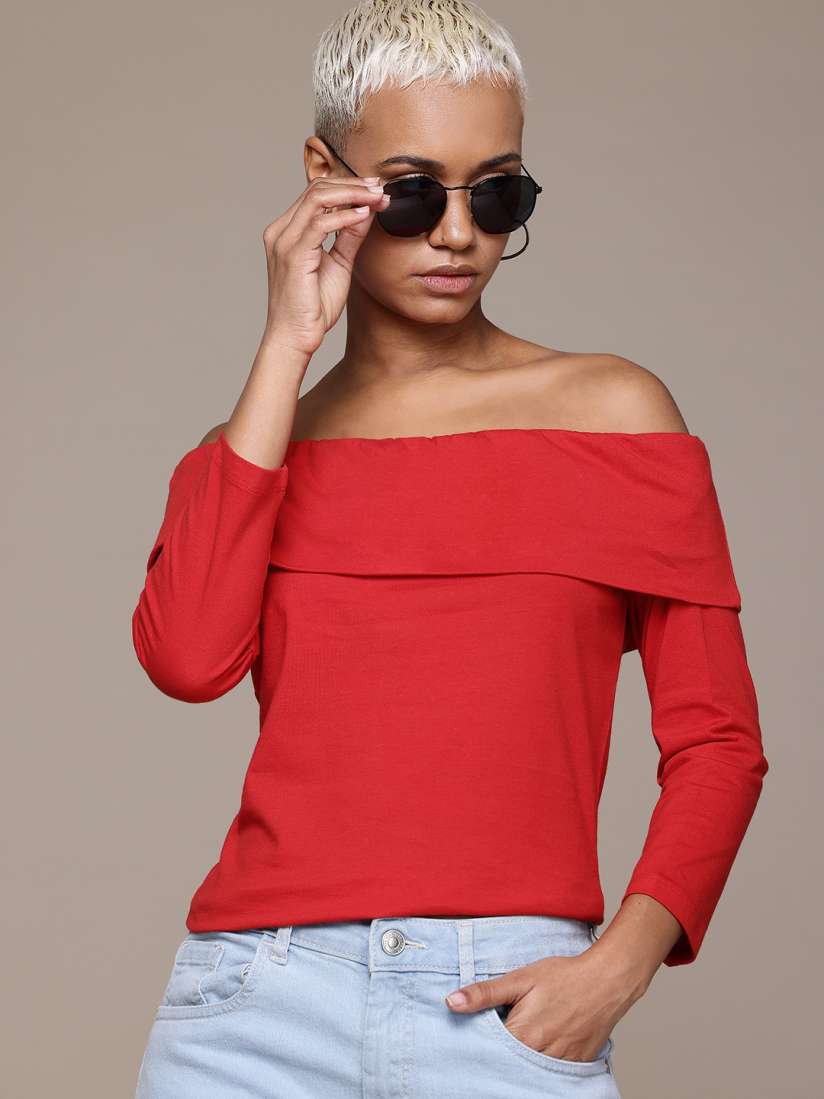 Off shoulder top myntra clearance