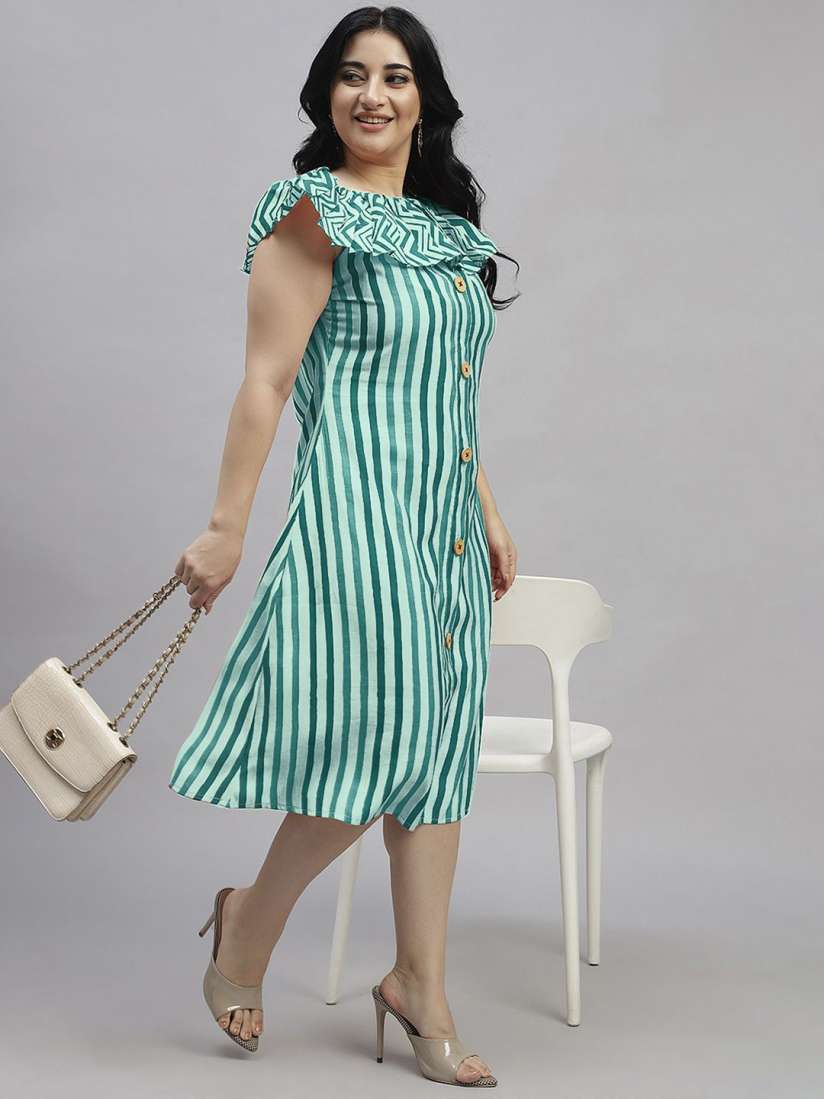 Buy Curvy Lane Plus Size Striped A Line Midi Dress Dresses for Women 29994731 Myntra