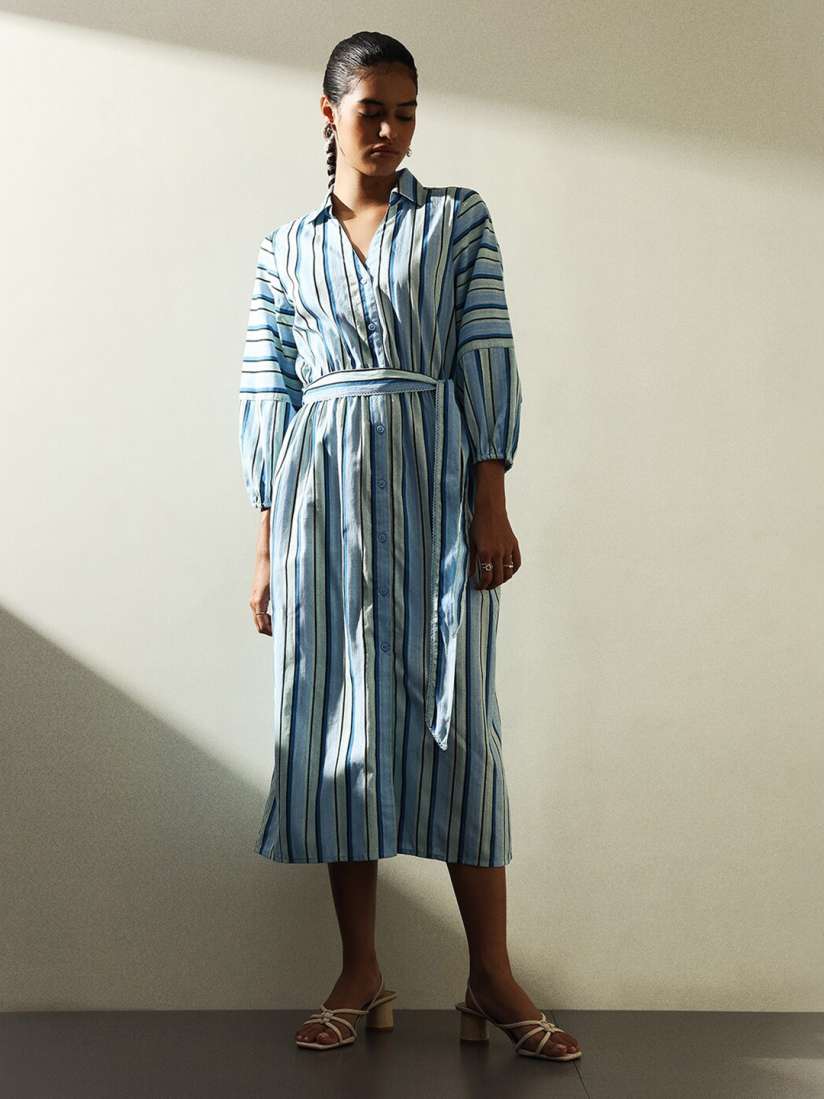 H&m striped wrap dress discount