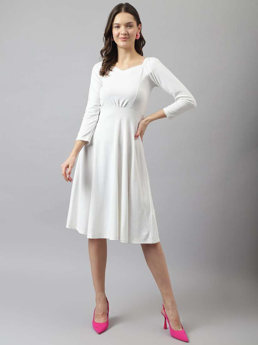 Buy BAESD Sweetheart Neck Knee Length Fit Flare Dress Dresses for Women 30003128 Myntra