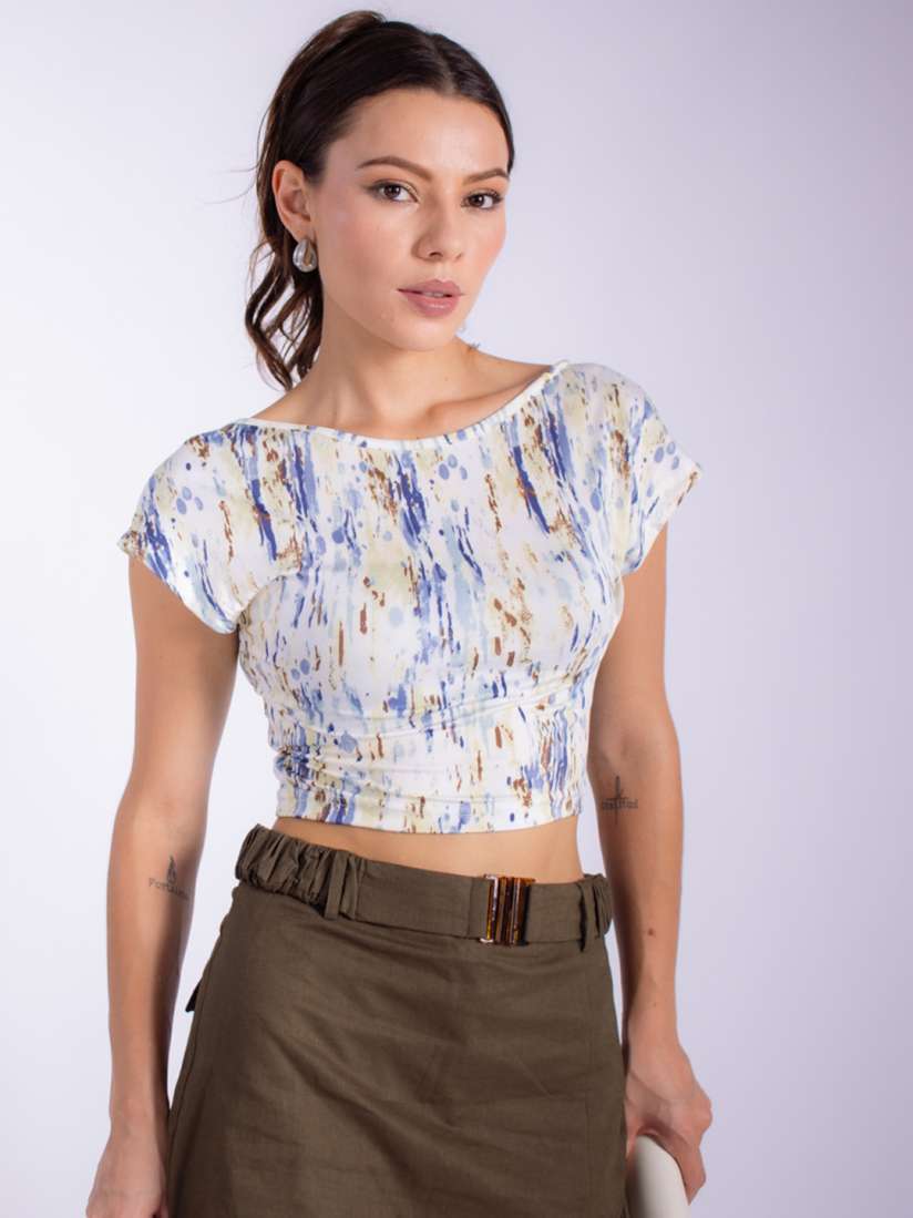 Buy Stylecast X Hersheinbox Printed Extended Sleeves Backless Cotton Crop Top Tops for Women 30004981 Myntra