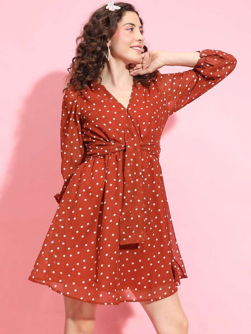 Buy Oxolloxo Polka Dot Print A Line Dress Dresses for Women 30005350 Myntra