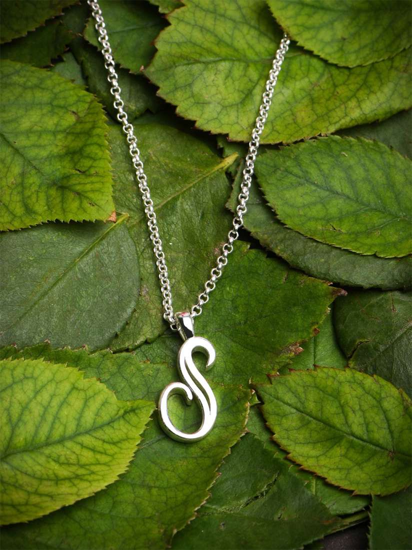 Silver plated initial necklace shop