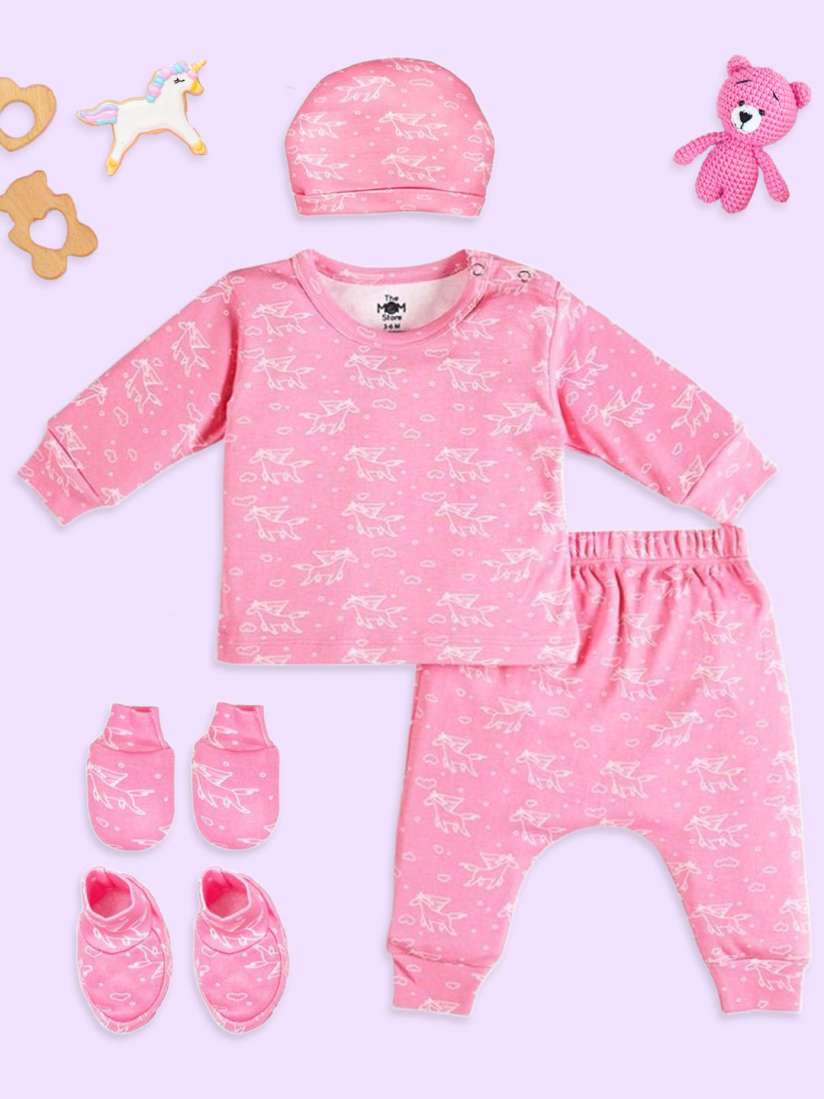 Buy The Mom Store Infants Kids Pack Of 5 Printed Pure Cotton Baby Apparel Gift Set Baby Apparel Gift Set for Unisex Kids 30007543 Myntra
