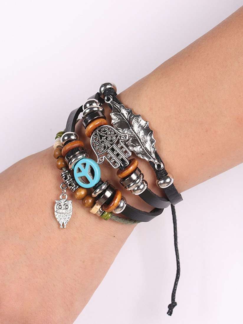 Finrezio Bracelets FINREZIO Leather Cuff Bracelet Set Punk Rock