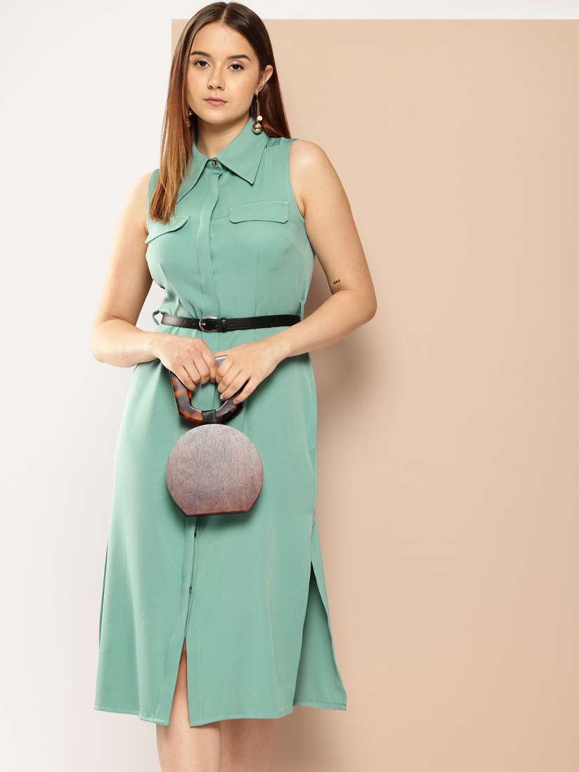 Sleeveless shirt dress midi 2025
