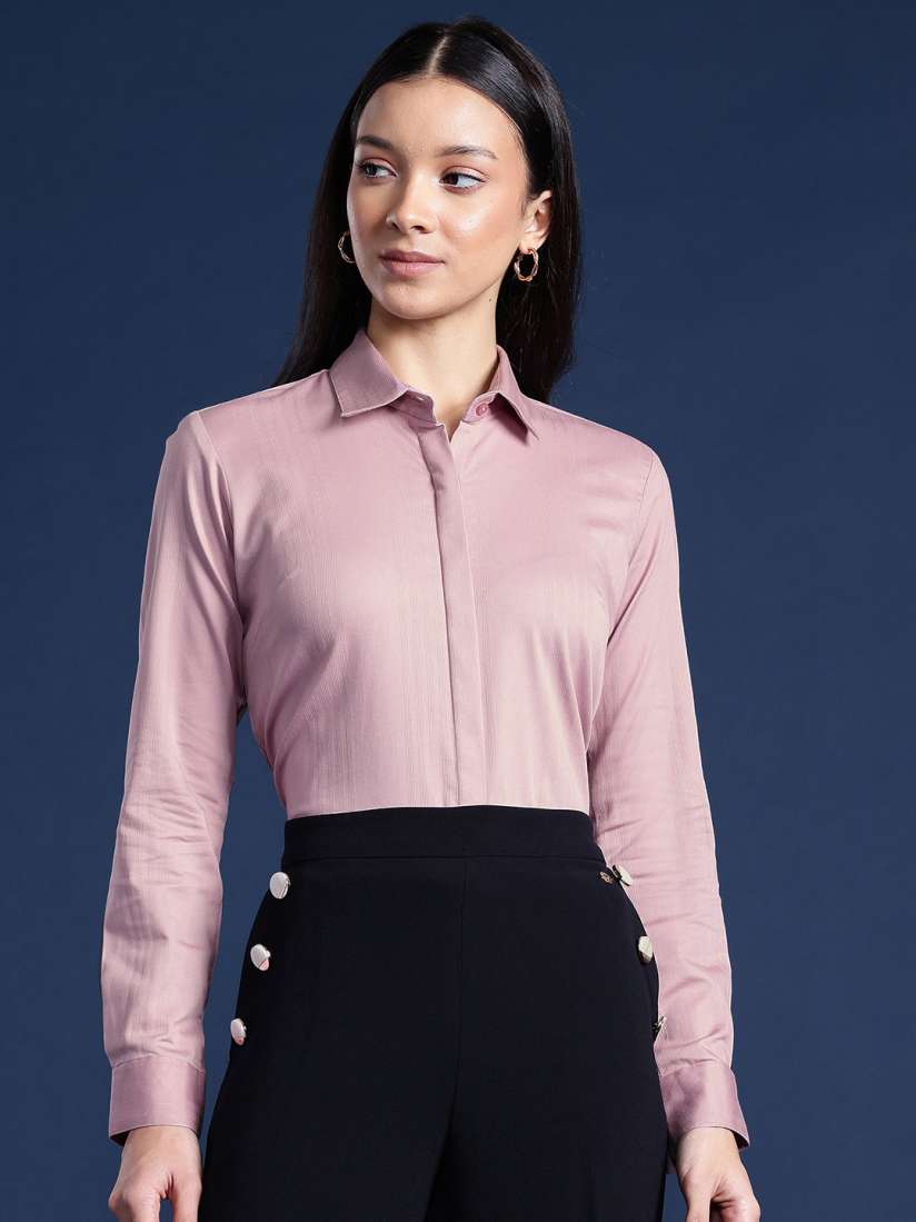 Buy Hancock Women Self Design Wrinkle Resistant Stretchable Formal Shirt Shirts for Women 30020009 Myntra