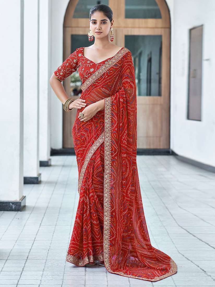 Pure georgette bandhani sarees online best sale