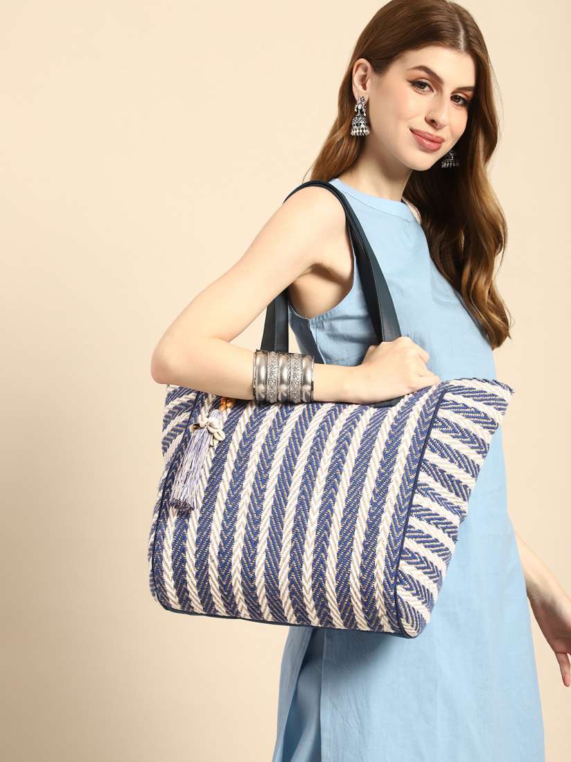 Buy Anouk Geometric Textured Shopper Tote Bag Handbags for Women 30023294 Myntra