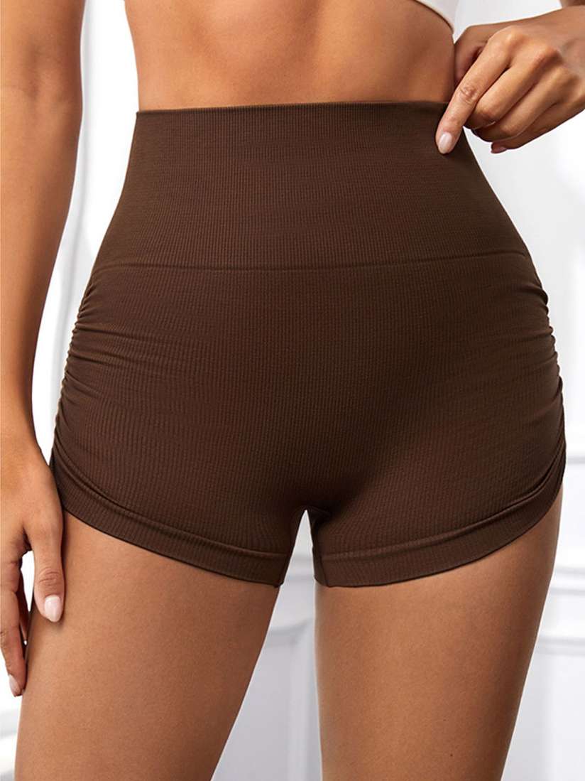 Buy LULU SKY Women Slim Fit Ribbed Ruched Detail Sports Shorts Shorts for Women 30025868 Myntra