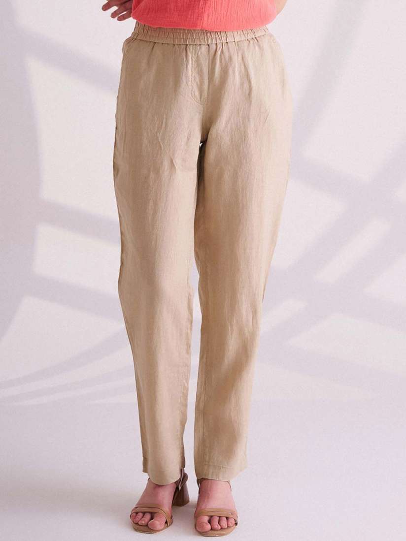 Beige linen joggers outlet