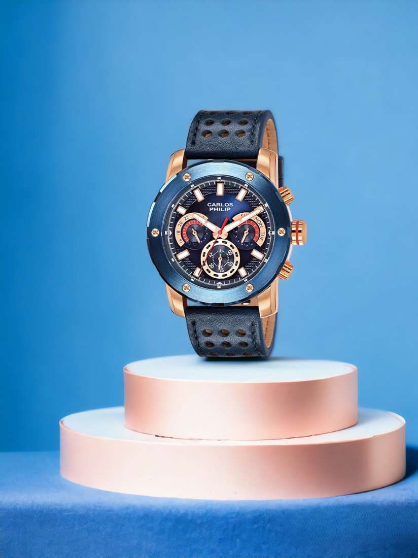 Buy CARLOS PHILIP Men Brass Printed Dial Leather Straps Analogue Watch Trinity Series 1372 1 Watches for Men 30033104 Myntra