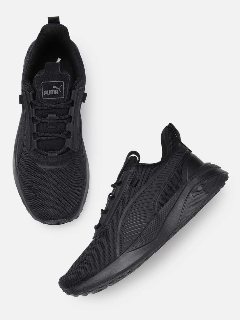 Puma black shoes myntra best sale