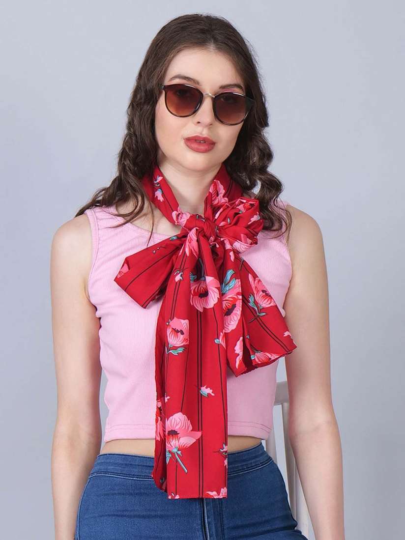 Myntra Ladies Red Scarves Red Paisley Scarf & Scarf Bag Set