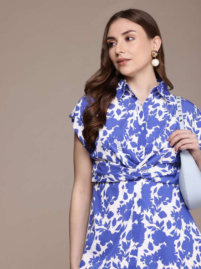 Buy French Connection Floral Printed Shirt Style Mini Dress Dresses for Women 30037148 Myntra