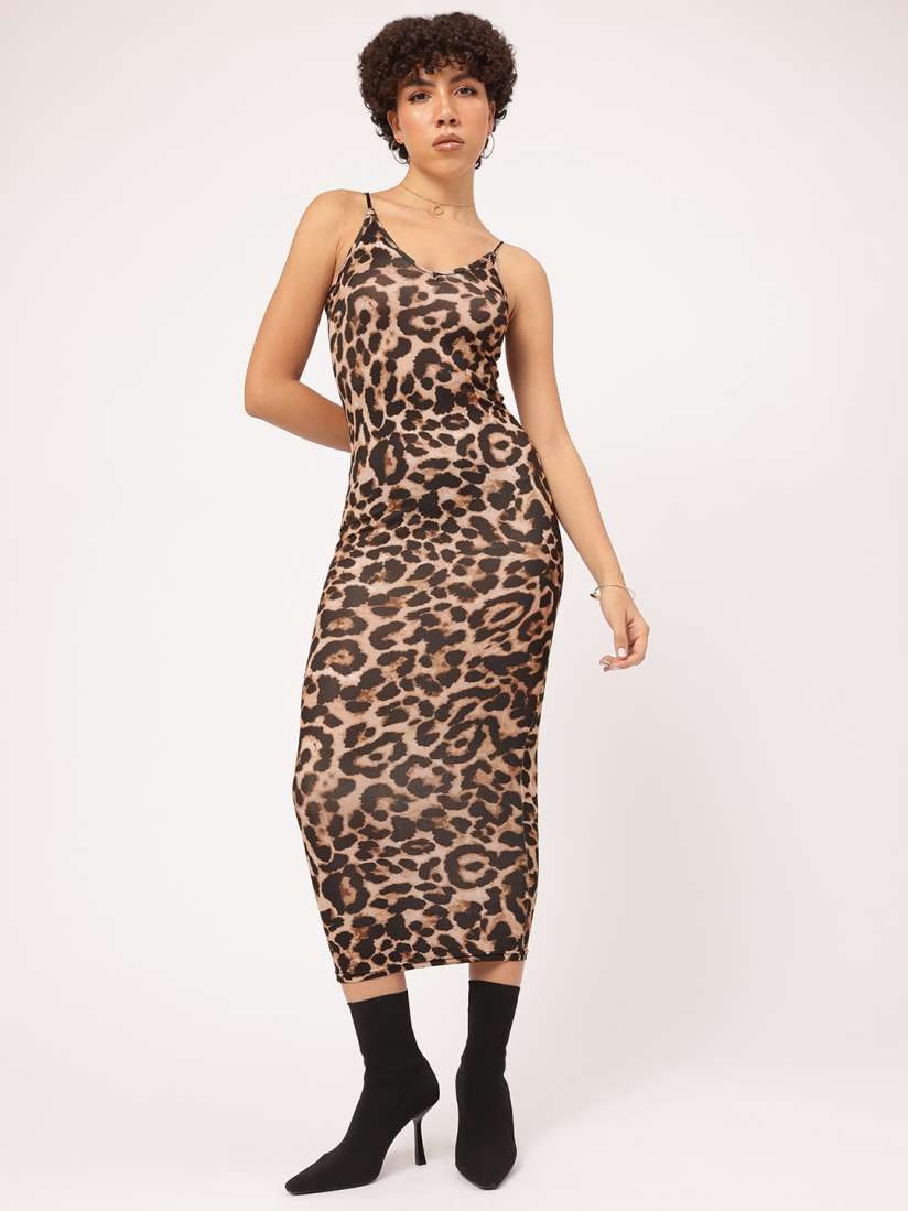 Leopard print midi bodycon dress outlet