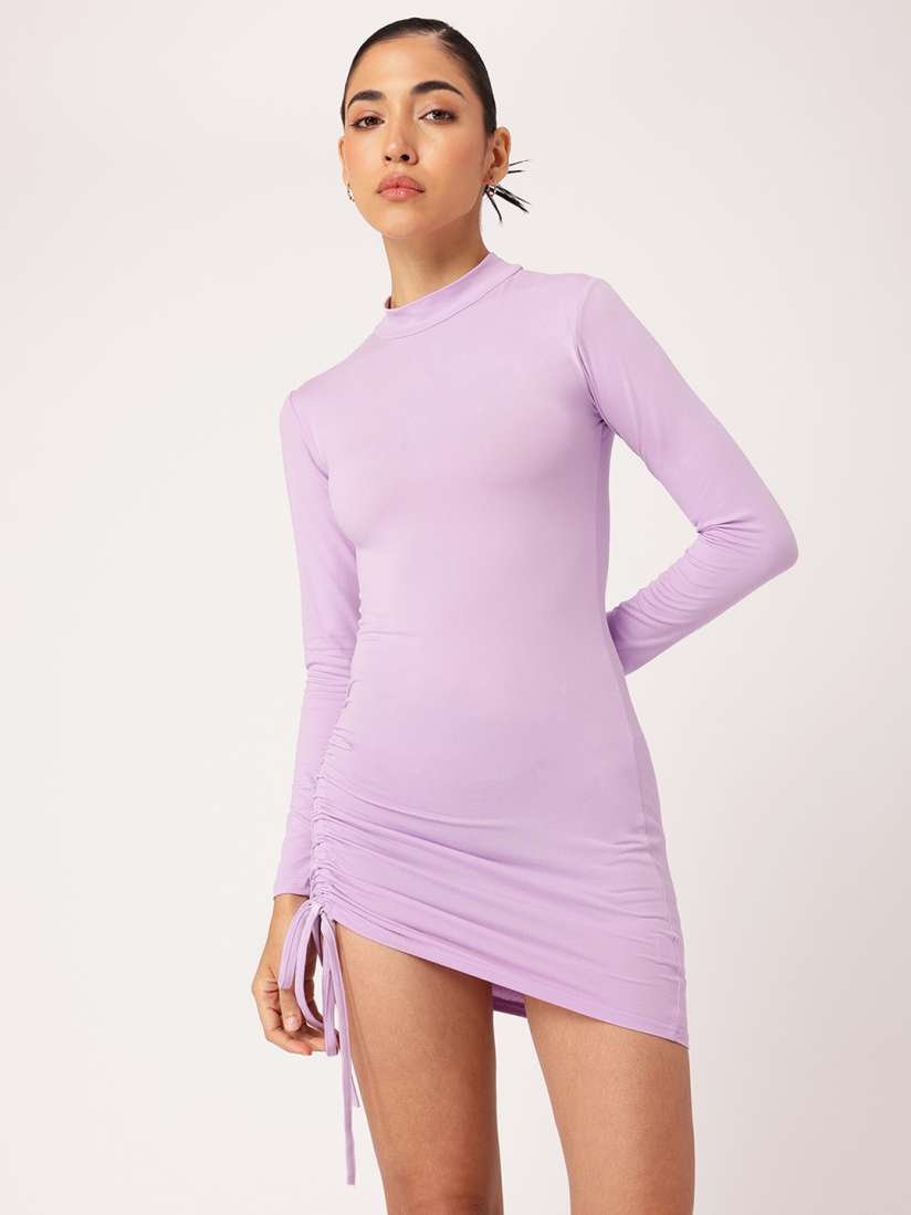 Buy DressBerry Lavender Love Ruched Regal Bodycon Mini Dress Dresses for Women 30039375 Myntra