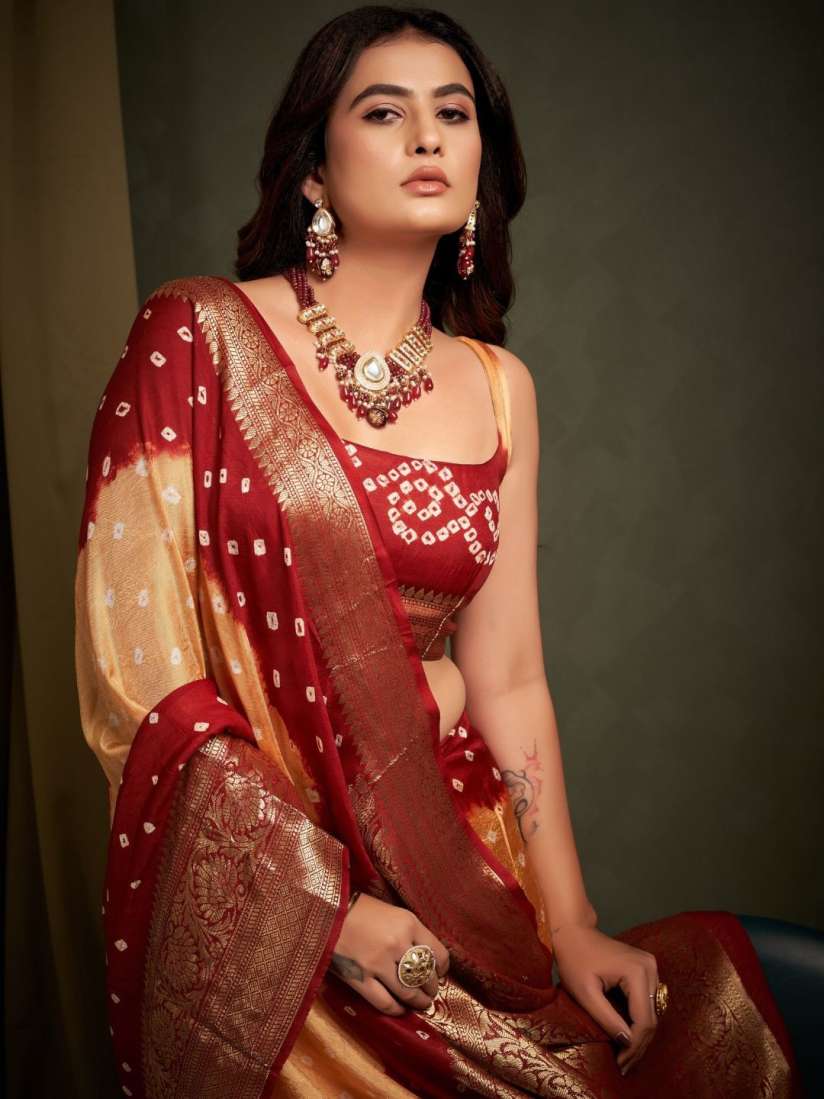 Myntra bandhani saree cheap