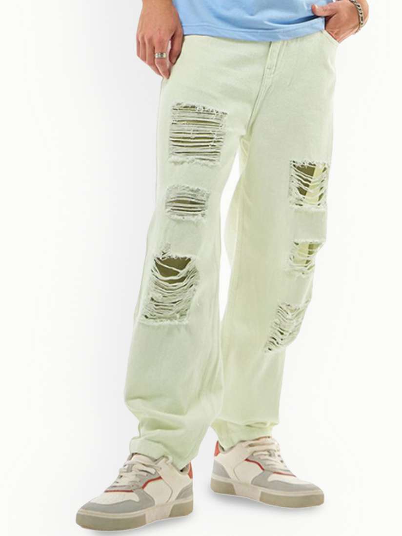 Mens tapered distressed jeans on sale