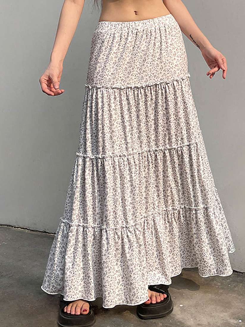 Buy LULU SKY Printed Tiered Maxi Skirt Skirts for Women 30043898 Myntra