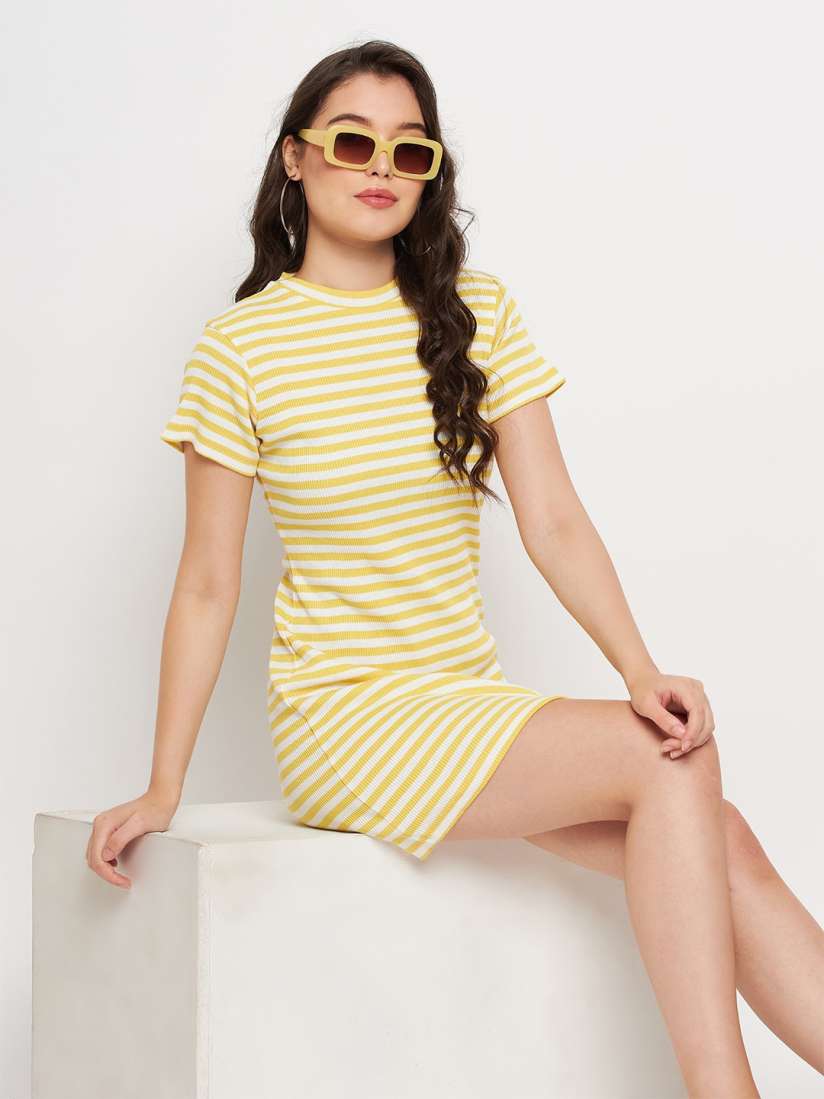 Yellow striped t shirt dress outlet